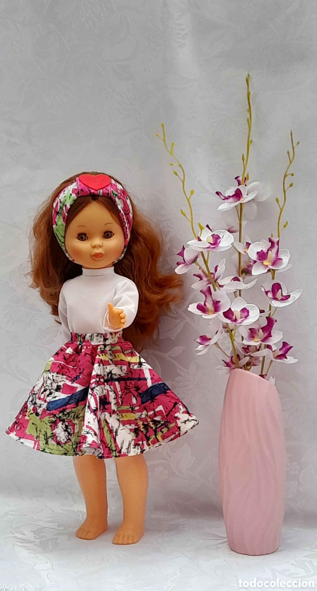 Mu&ntilde;ecas Nancy y Lucas: falda del Conjunto love confeccionado - Foto 2