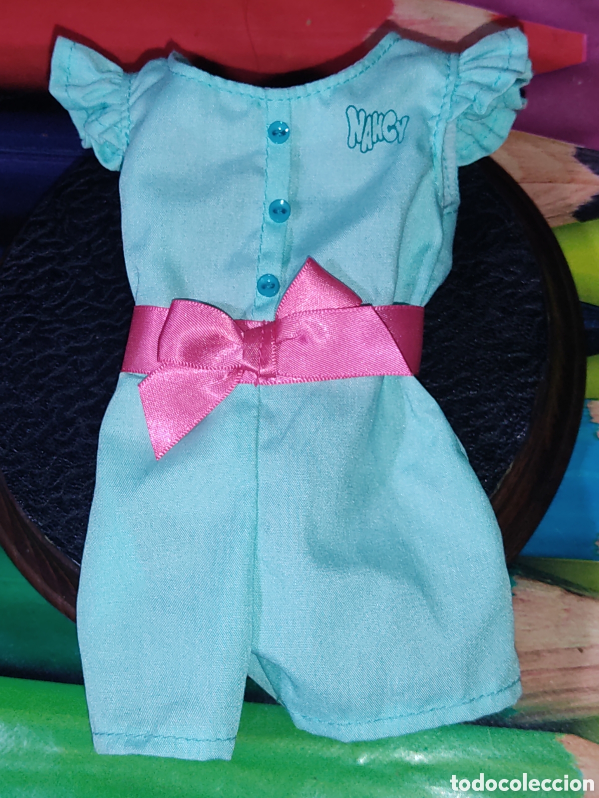 Mu&ntilde;ecas Nancy y Lucas: Vestido Nancy verde con lazo. - Foto 1