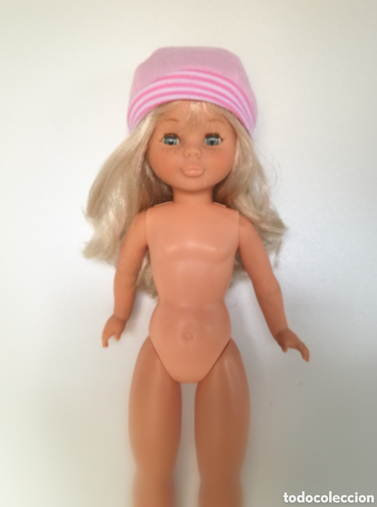 Mu&ntilde;ecas Nancy y Lucas: Gorro rosa bebe a rayas a&ntilde;os 80 v&aacute;lido para Nancy - Foto 3