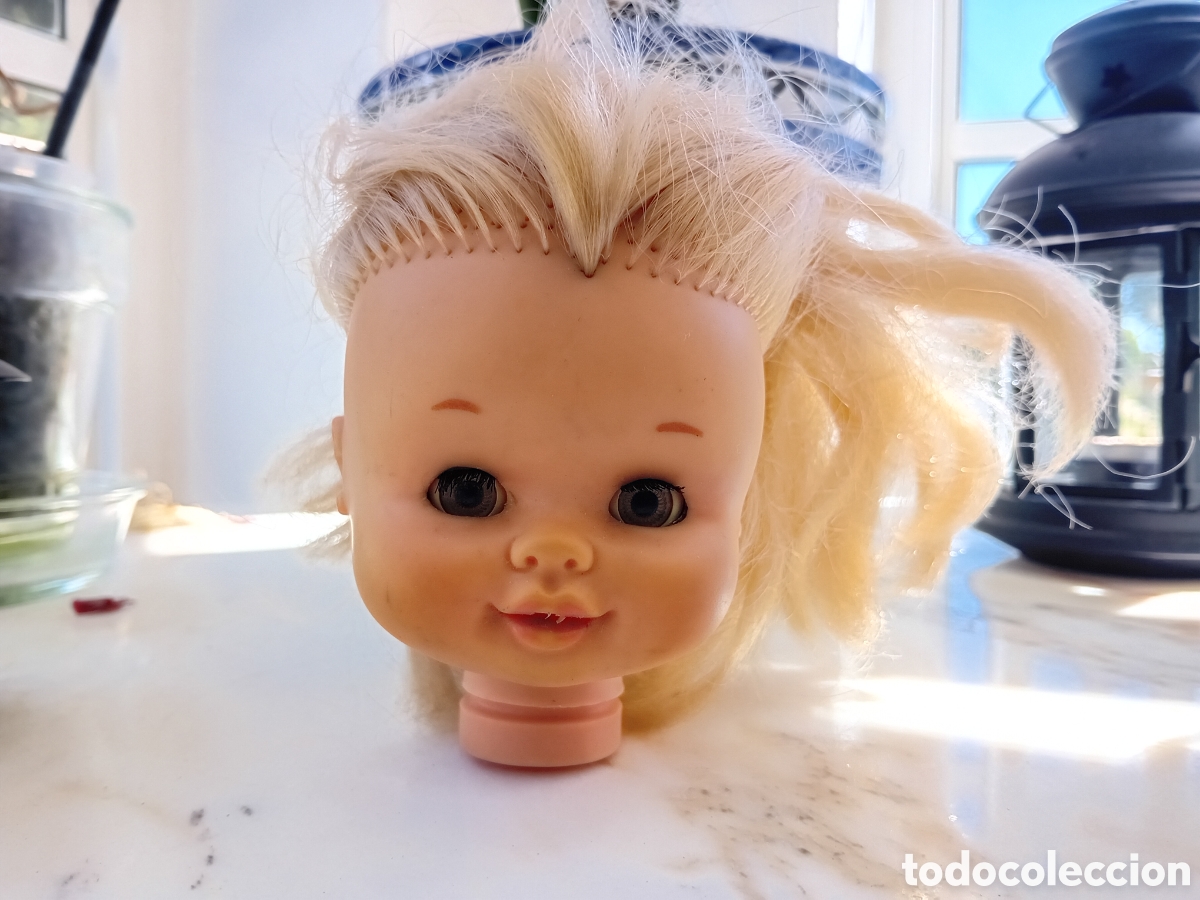 Mu&ntilde;ecas Nancy y Lucas: cabeza mu&ntilde;eca antigua estilo Nancy pesta&ntilde;as largas - Foto 1