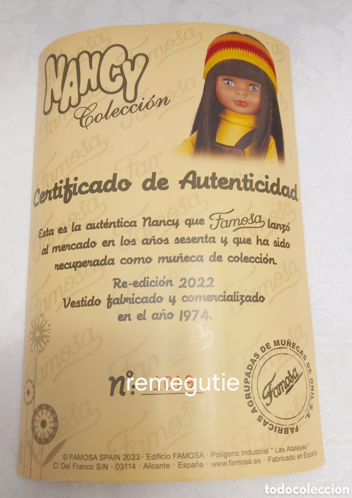 Mu&ntilde;ecas Nancy y Lucas: Certificado de autenticidad de Nancy disco5 - Foto 1