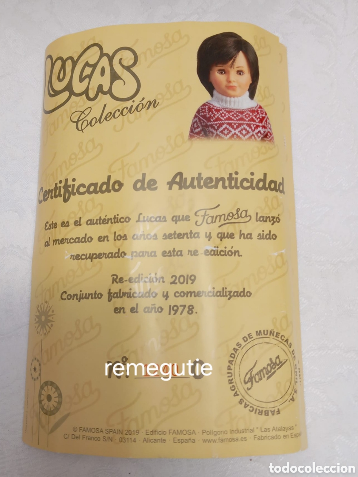 Mu&ntilde;ecas Nancy y Lucas: Certificado de autenticidad de lucas - Foto 1