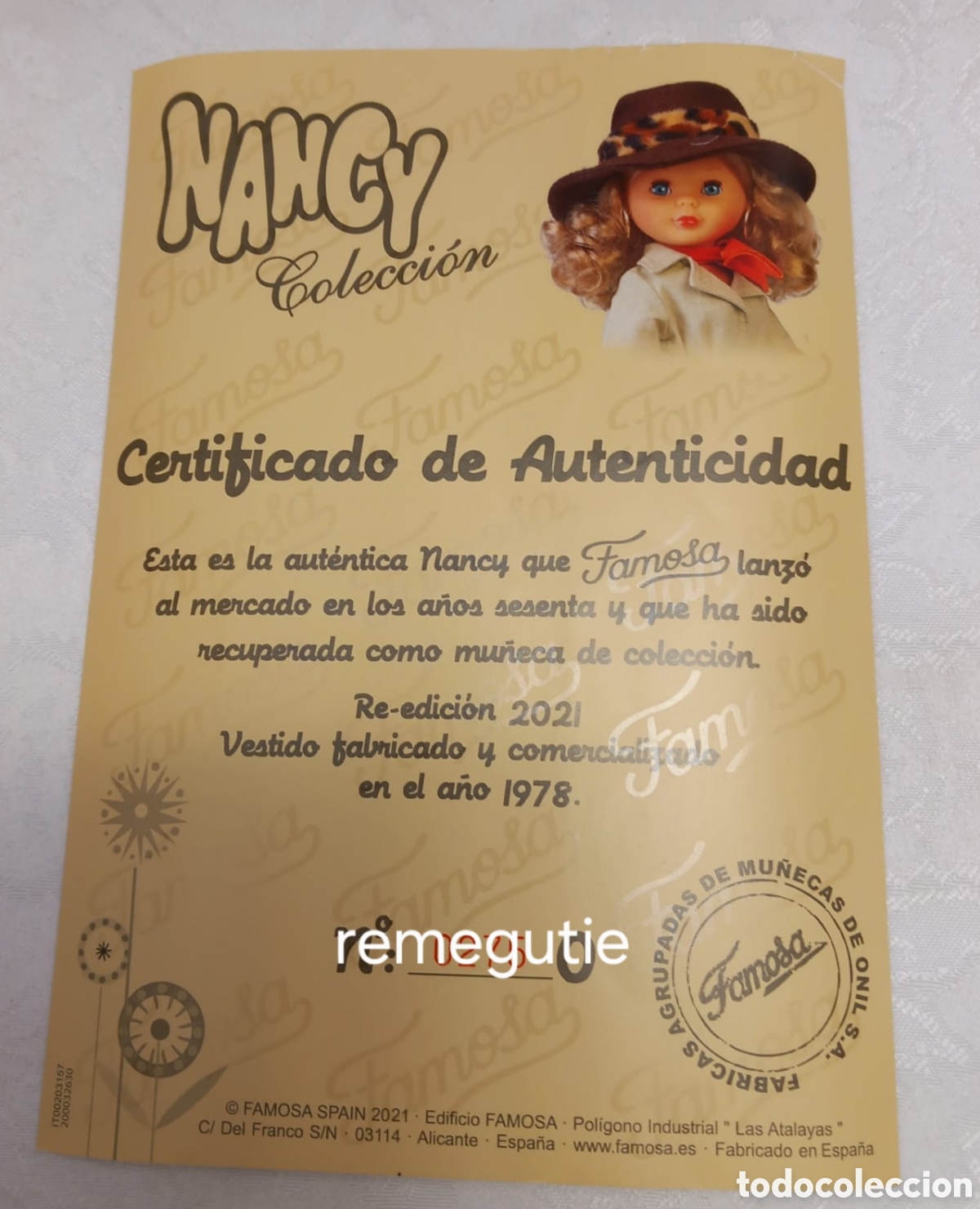 Mu&ntilde;ecas Nancy y Lucas: Certificado de autenticidad de Nancy Kenya - Foto 1