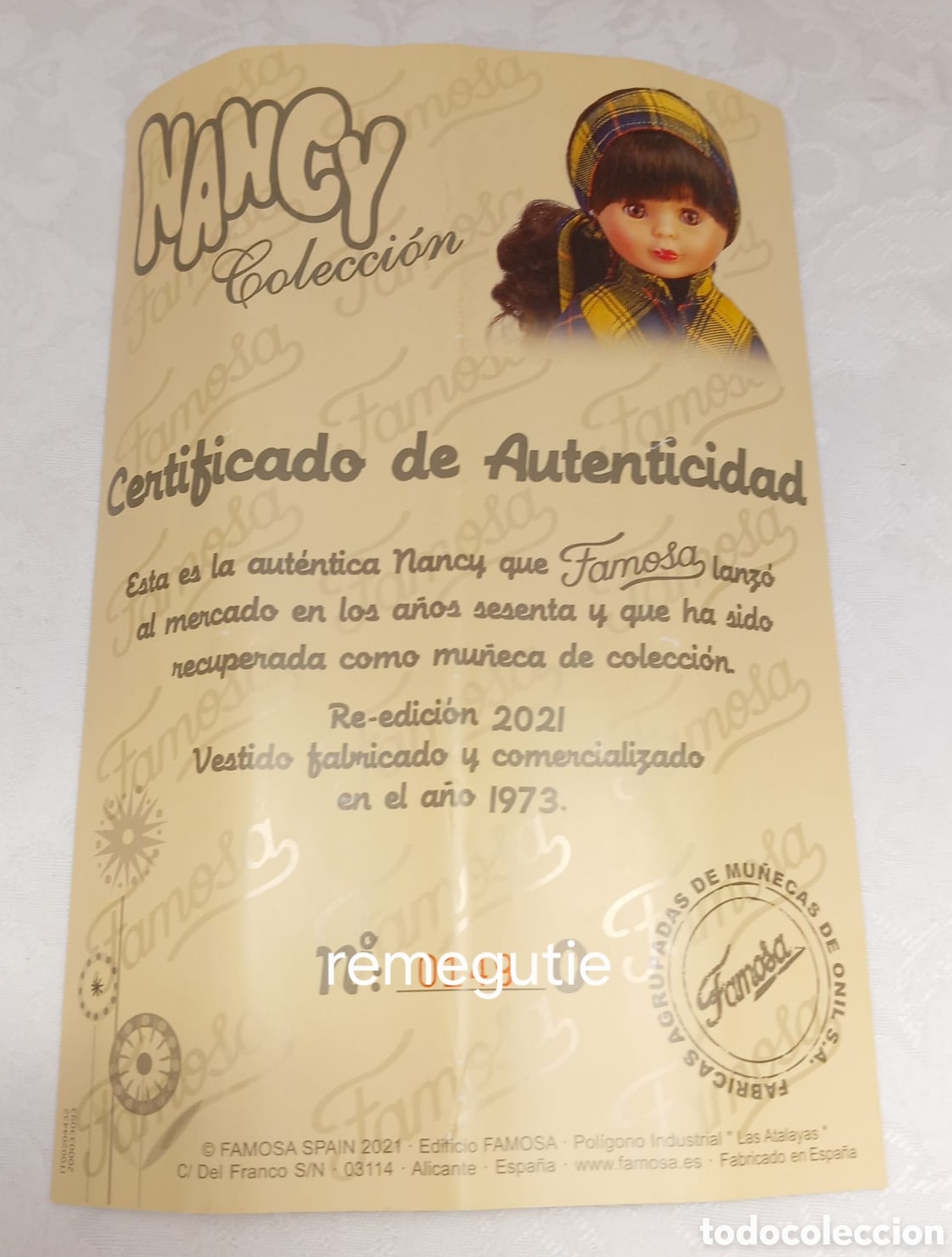 Mu&ntilde;ecas Nancy y Lucas: Certificado de autenticidad de Nancy en la ciudad - Foto 1