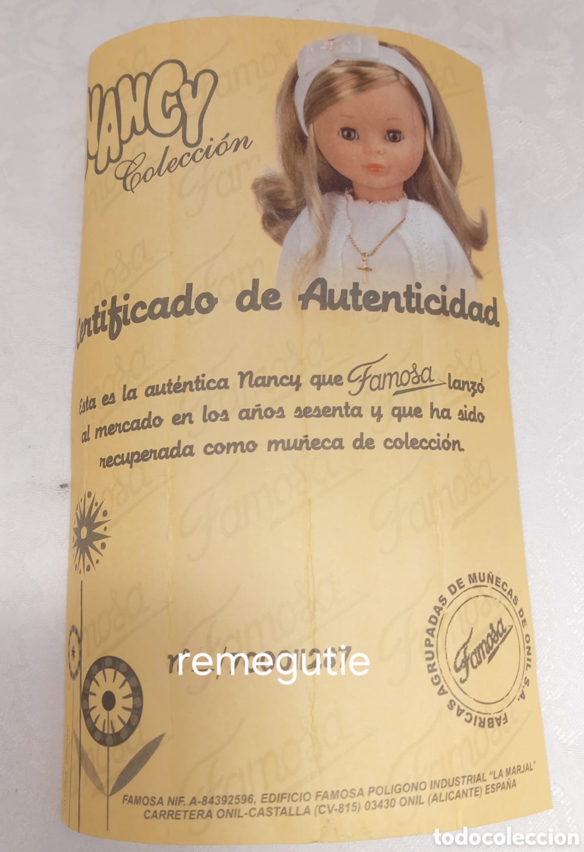 Mu&ntilde;ecas Nancy y Lucas: Certificado de autenticidad de Nancy comunion - Foto 1
