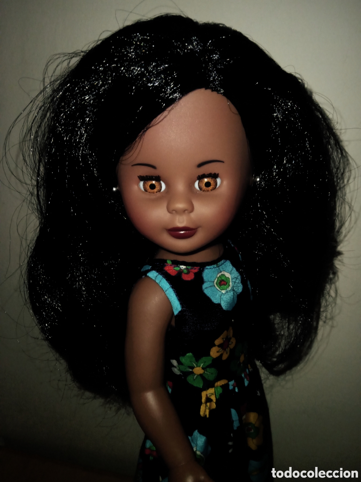 Mu&ntilde;ecas Nancy y Lucas: MU&Ntilde;ECA KIKA O PEPA NEGRITA CLON REPRODUCCION DE NANCY DE FAMOSA + DIFICIL COLLAR Y VESTIDO A&Ntilde;OS 70
