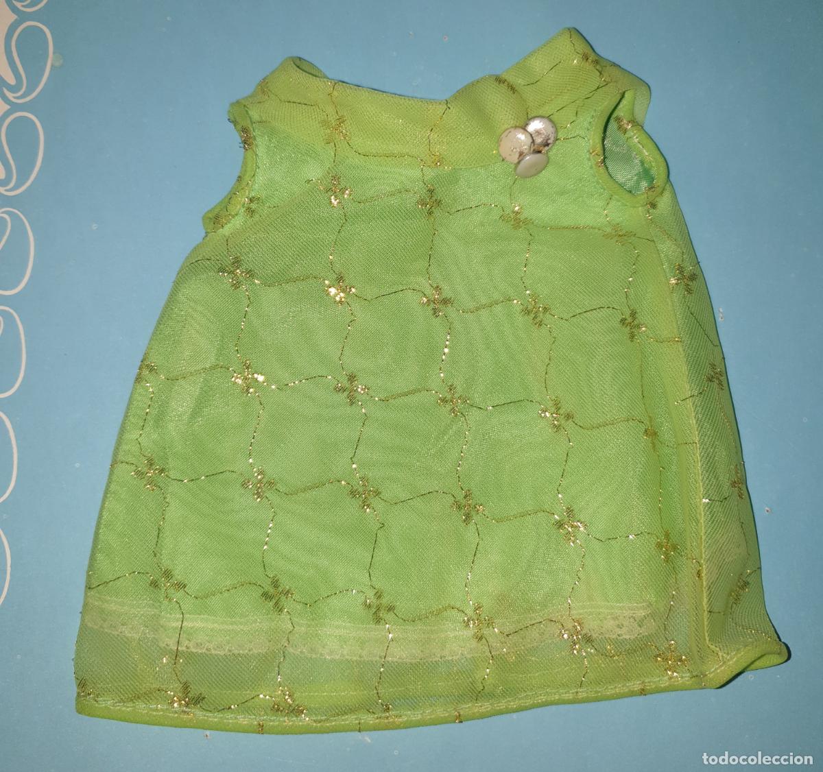 Mu&ntilde;ecas Nancy y Lucas: VESTIDO VERDE DE NANCY MODELO PRESENTACION A&Ntilde;OS 70