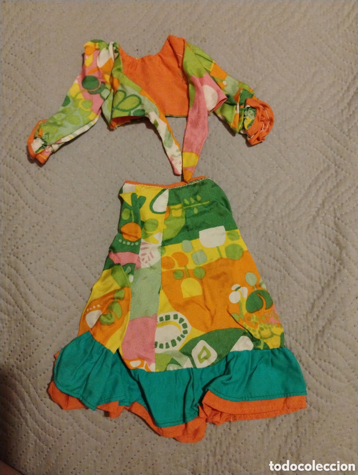 Mu&ntilde;ecas Nancy y Lucas: Vestido Nancy Original: Conjunto Maxi H&uacute;ngara con Etiqueta Famosa N&ordm; 566 (A&ntilde;os 70)