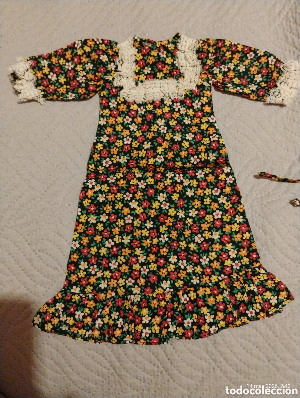 Mu&ntilde;ecas Nancy y Lucas: Vestido &rdquo;Maxi&rdquo; Original Mu&ntilde;eca Nancy Famosa (A&ntilde;os 70) - Completo con Lazo y Etiqueta N&ordm; 3