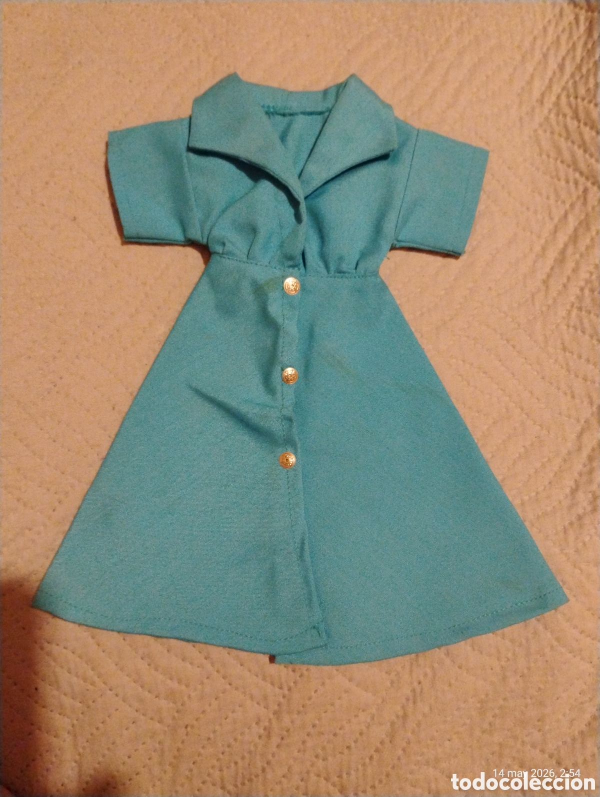 Mu&ntilde;ecas Nancy y Lucas: Vestido Camisero Azul Turquesa Original Nancy Famosa (A&ntilde;os 70)