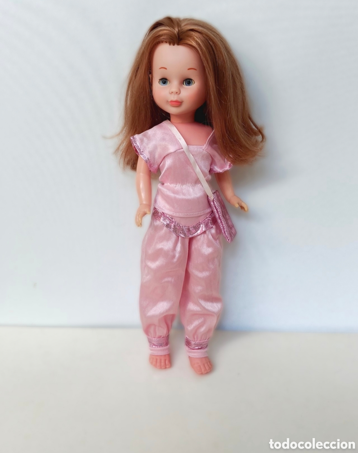Mu&ntilde;ecas Nancy y Lucas: Conjunto Daypa top, pantal&oacute;n y bolso rosa, v&aacute;lido para Nancy a&ntilde;os 80 90