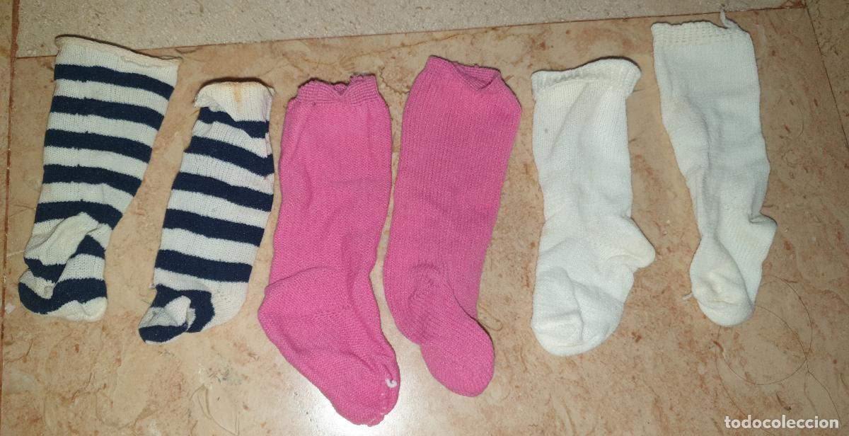 Mu&ntilde;ecas Nancy y Lucas: LOTE CALCETINES ORIGINALES DE NANCY ROSA, BLANCAS Y A RAYAS