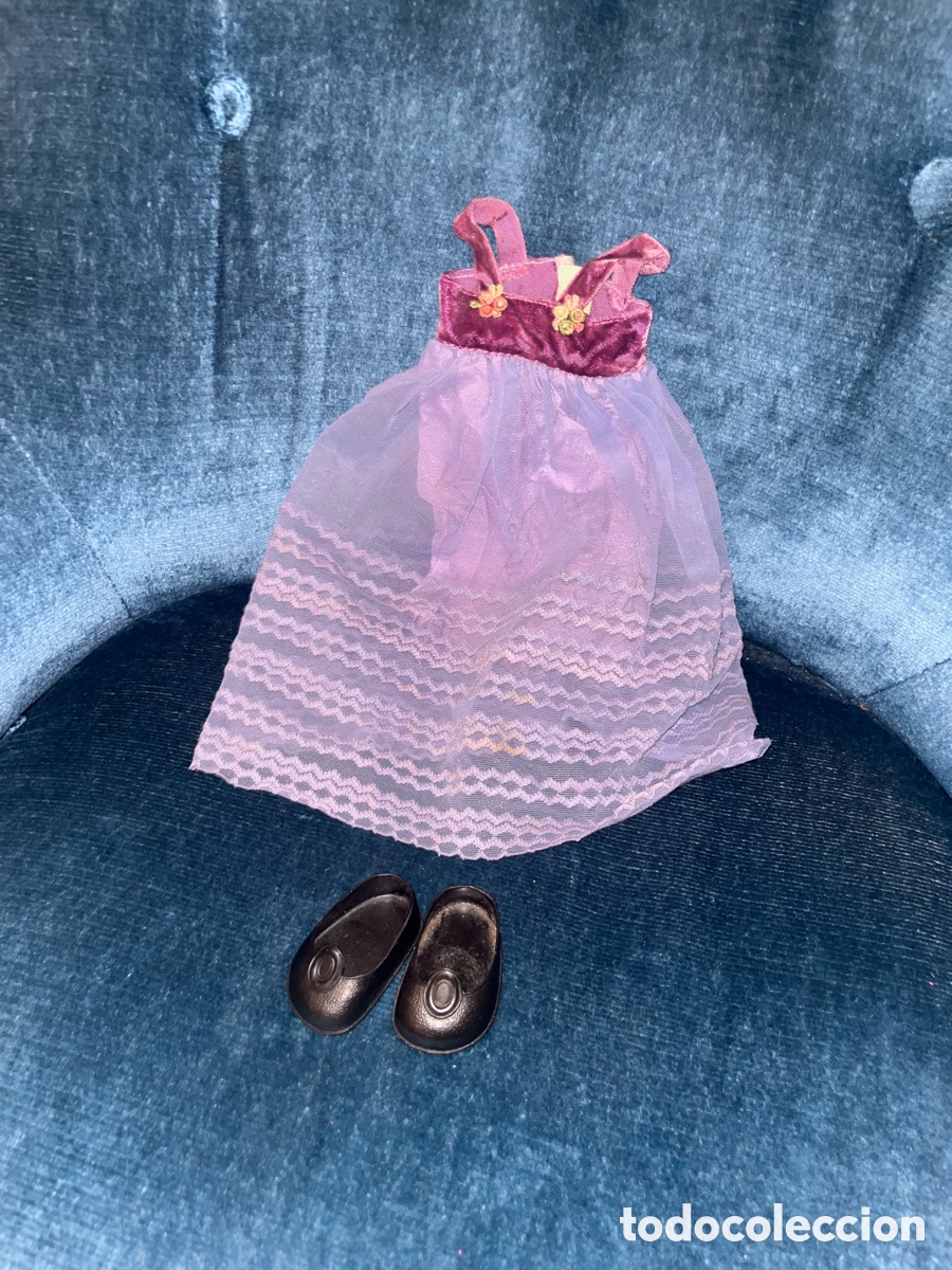 Mu&ntilde;ecas Nancy y Lucas: Vestido y Zapatos Nancy Antigua Heliotropo A&ntilde;os 70