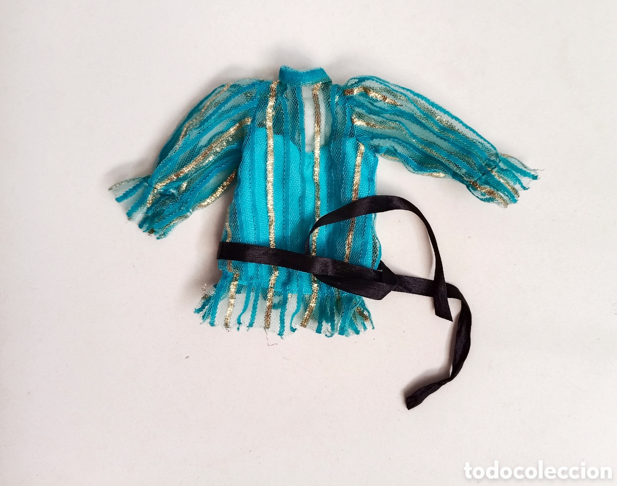 Mu&ntilde;ecas Nancy y Lucas: Nancy Maquillaje 86995B camisa azul turquesa con rayas doradas Famosa a&ntilde;os 80