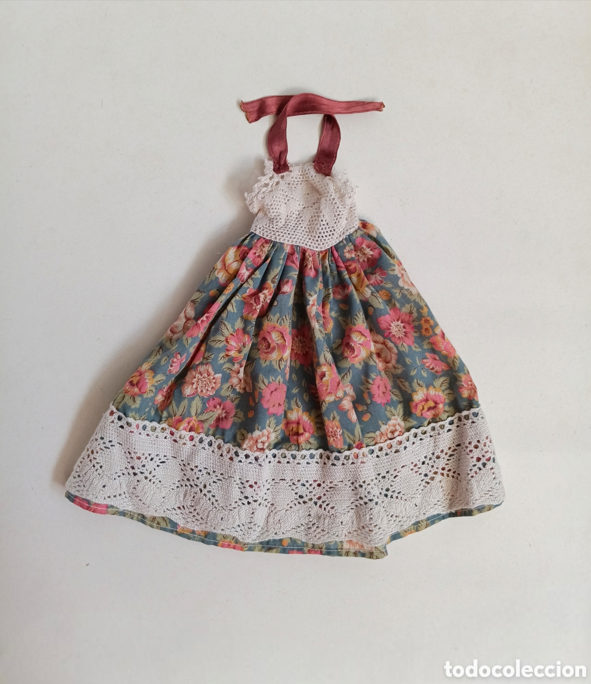 Mu&ntilde;ecas Nancy y Lucas: Nancy conjunto Ad Lib vestido flores verde a&ntilde;os 70 con etiqueta Famosa