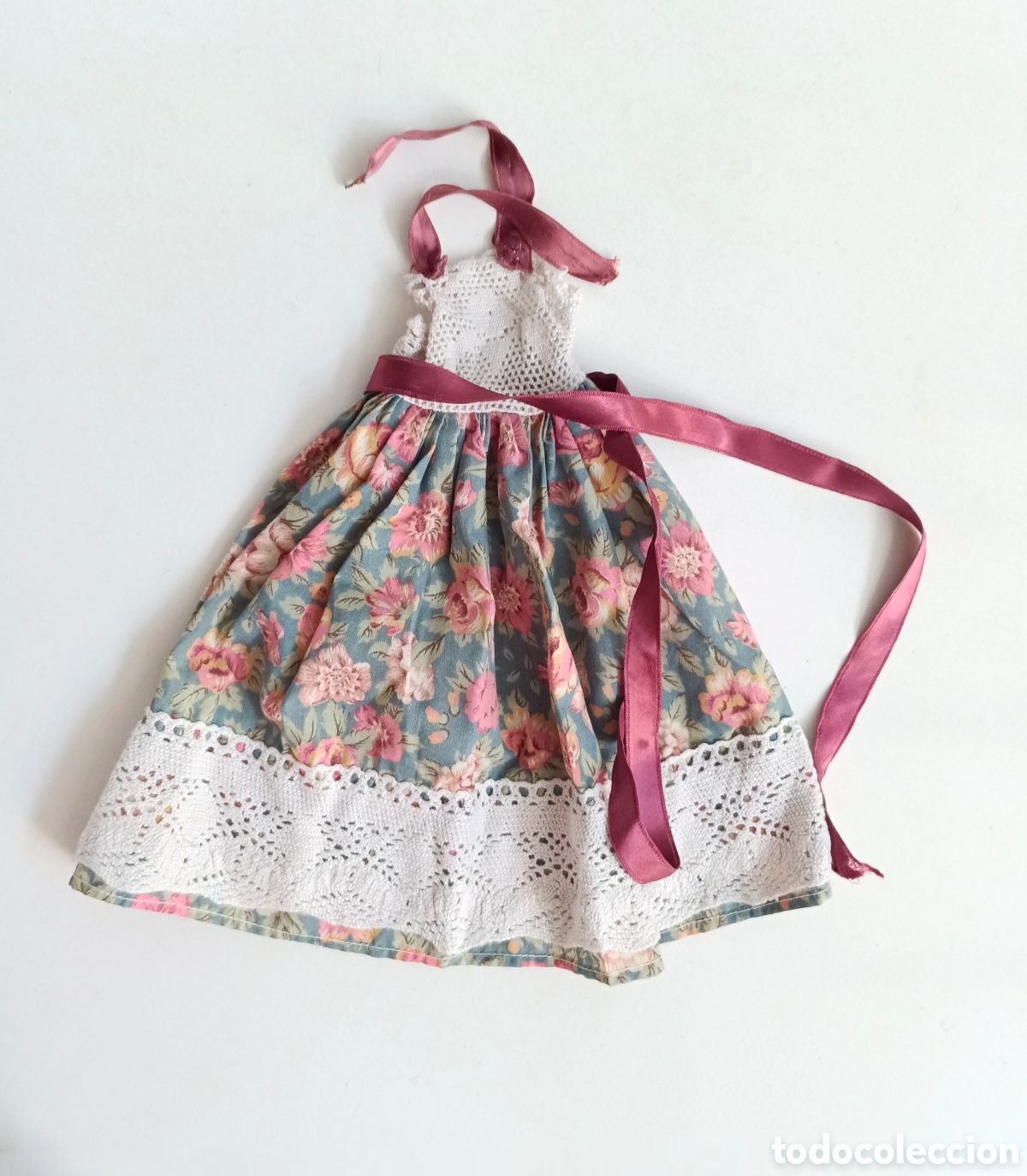 Nancy and Lucas Dolls: Nancy conjunto Ad Lib vestido flores verde con lazo original a&ntilde;os 70 con etiqueta Famosa