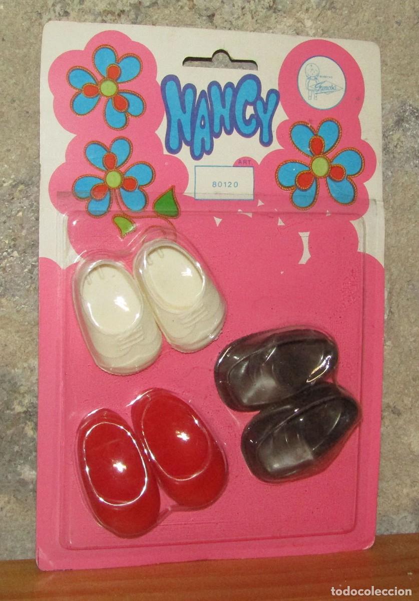 Mu&ntilde;ecas Nancy y Lucas: NANCY, DE FAMOSA: ANTIGUO BLISTER CON 3 PARES DE ZAPATOS - 80120 - NUEVO - A&Ntilde;OS 70