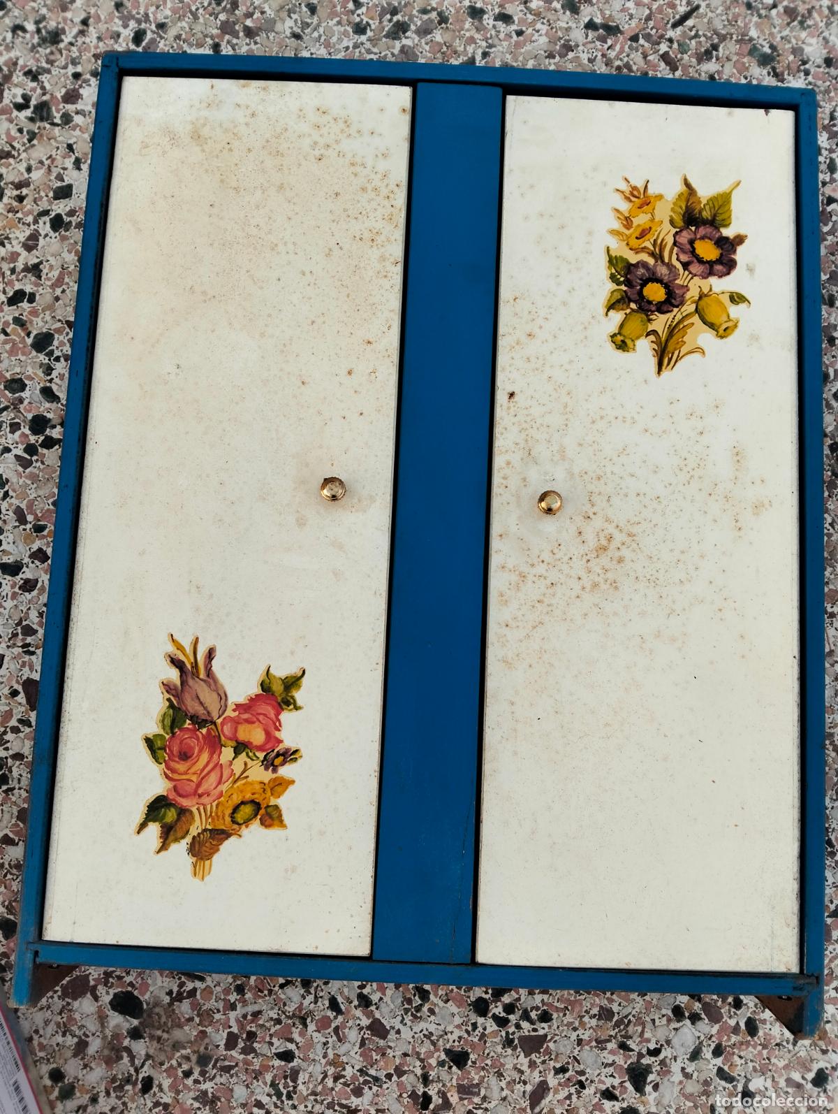 Bonecas Nancy e Lucas: Armario de juguete de madera tipo Nancy azul juguetes de casa de mu&ntilde;ecas a&ntilde;os 70-80