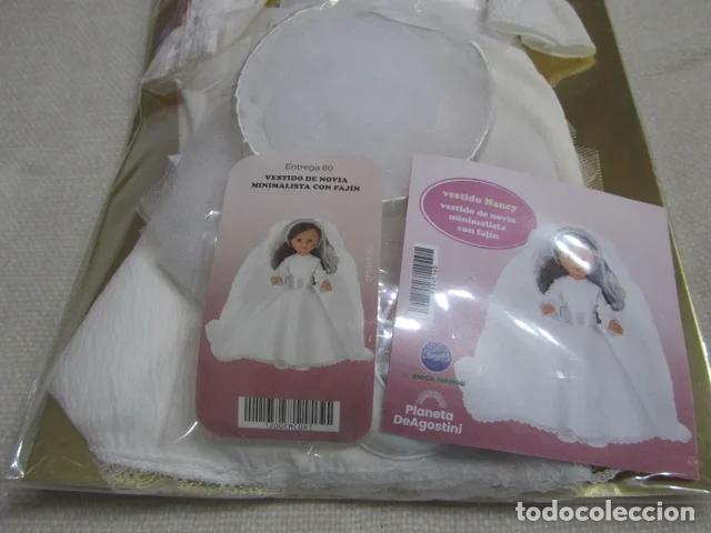 Mu&ntilde;ecas Nancy y Lucas: Vestido Nancy de Famosa Novia Minimalista con Faj&iacute;n.