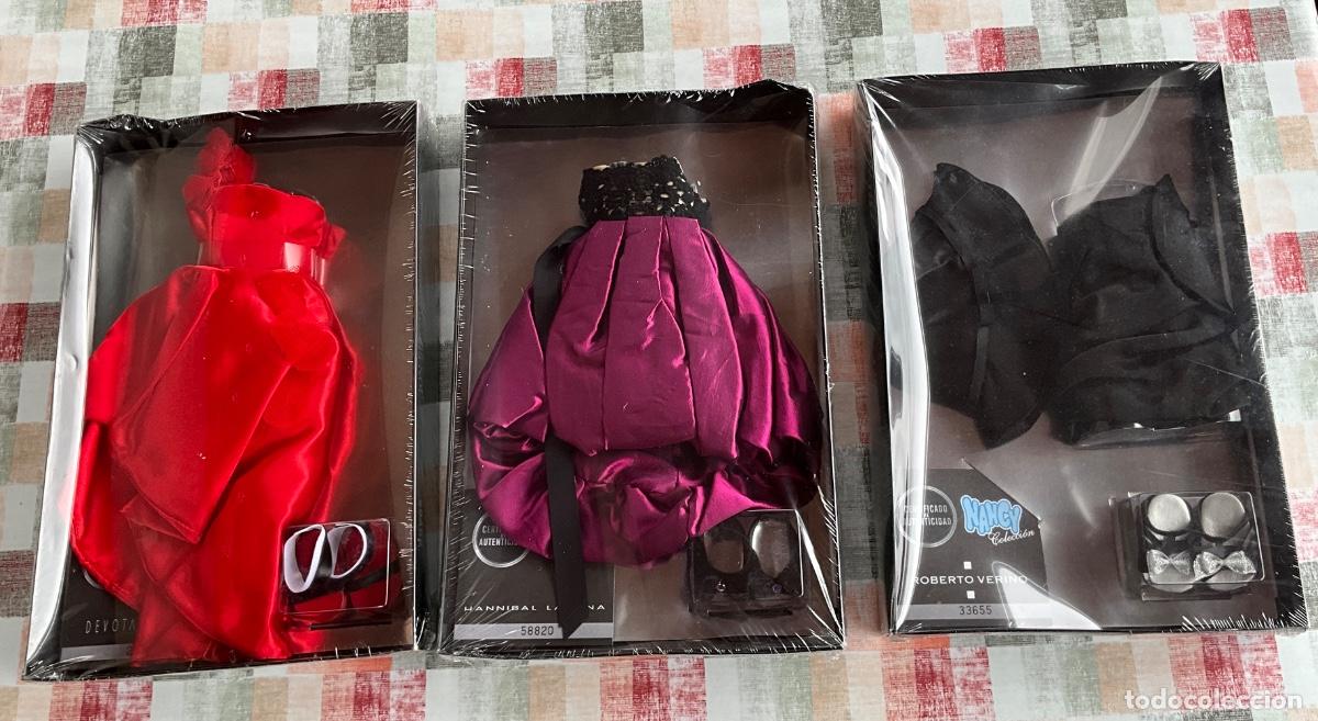 Mu&ntilde;ecas Nancy y Lucas: LOTE DE TRES VESTIDOS DE MU&Ntilde;ECA NANCY-COLECCION GRANDES DISE&Ntilde;ADORES-NUEVOS EN CAJA SIN ESTRENAR -L 2