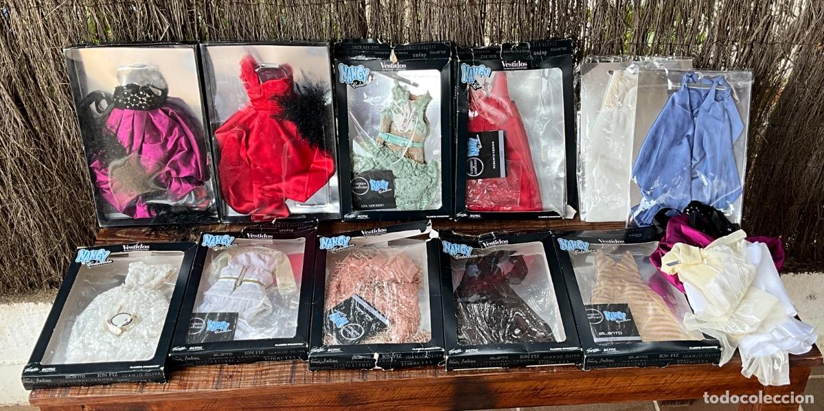 Mu&ntilde;ecas Nancy y Lucas: LOTE DE VESTIDOS DE MU&Ntilde;ECA NANCY-COLECCION GRANDES DISE&Ntilde;ADORES- ABIERTOS Y CON ROTOS EN LAS CAJAS