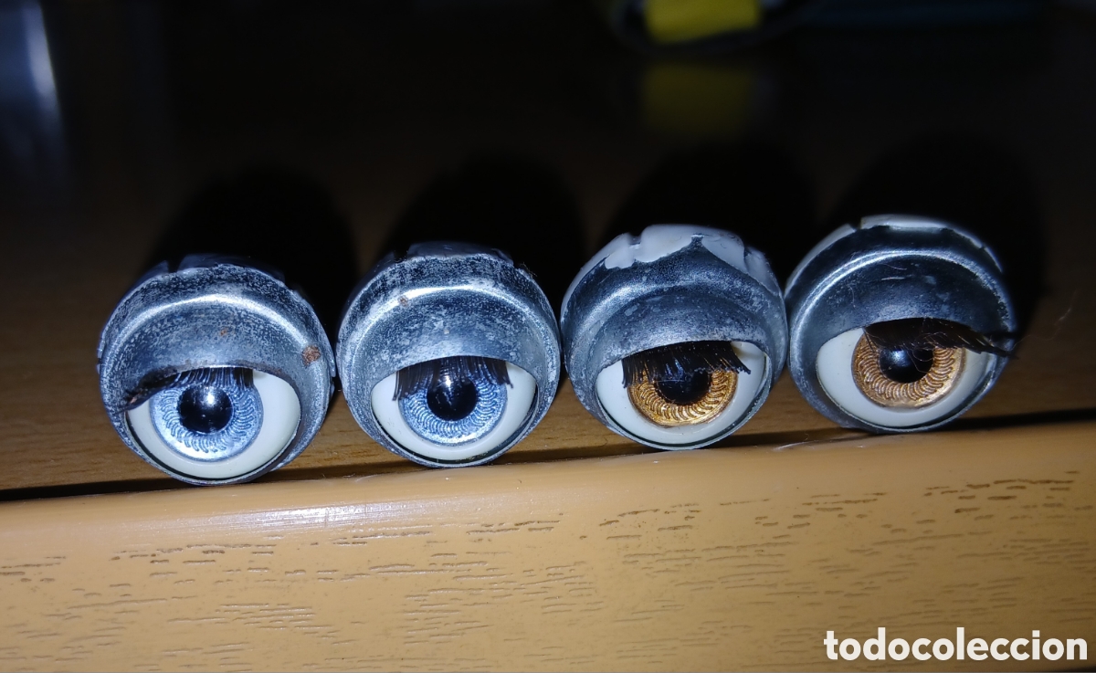 Poup&eacute;es Nancy et Lucas: LOTE 2 PARES OJOS MARGARITA ORIGINALES DE FAMOSA AZULES Y MARRONES/MIEL TAMA&Ntilde;O NANCY A&Ntilde;OS 70