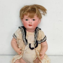 Precioso Muñeco de Bebé Marinero - Cabeza Porcelana y Cuerpo Cartón Piedra - Germany - Nº 6 - 585