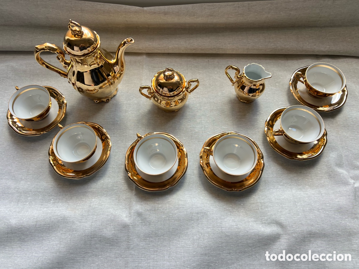 Mu&ntilde;ecas Porcelana: Juego T&eacute; Rosenthal R.C. Bavaria COMPLETO - Oro 24k + Regalo Cucharitas