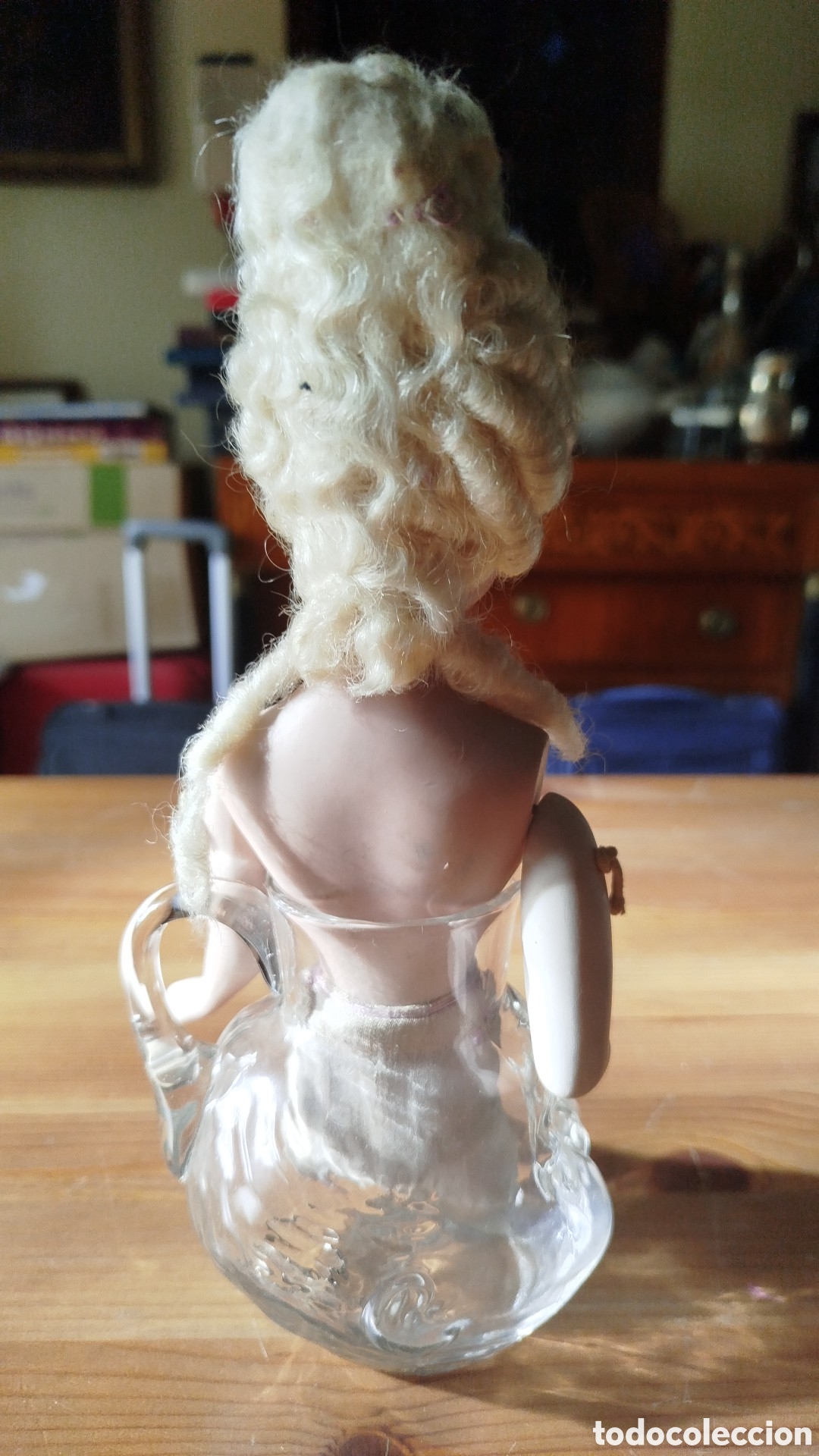 Mu&ntilde;ecas porcelana: Mu&ntilde;eca busto con gran peluca - Foto 2