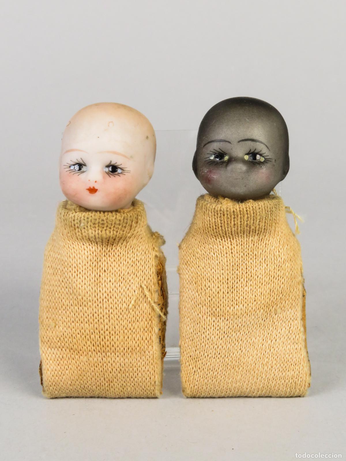 Mu&ntilde;ecas Porcelana: Pareja beb&eacute; porcelana blanco y negro casa mu&ntilde;ecas a&ntilde;os 20 - 30