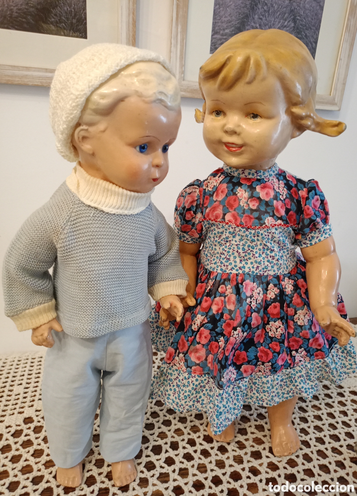 Mu&ntilde;ecas Porcelana: Antigua pareja de mu&ntilde;ecos Alemanes Hansel y Grettel de los a&ntilde;os 30