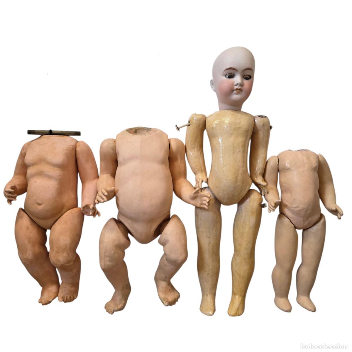 Poup&eacute;es Porcelaine: GRAN LOTE: 3 ANTIGUOS Cuerpos Composici&oacute;n + 1 Mu&ntilde;eca de porcelana para restaurar