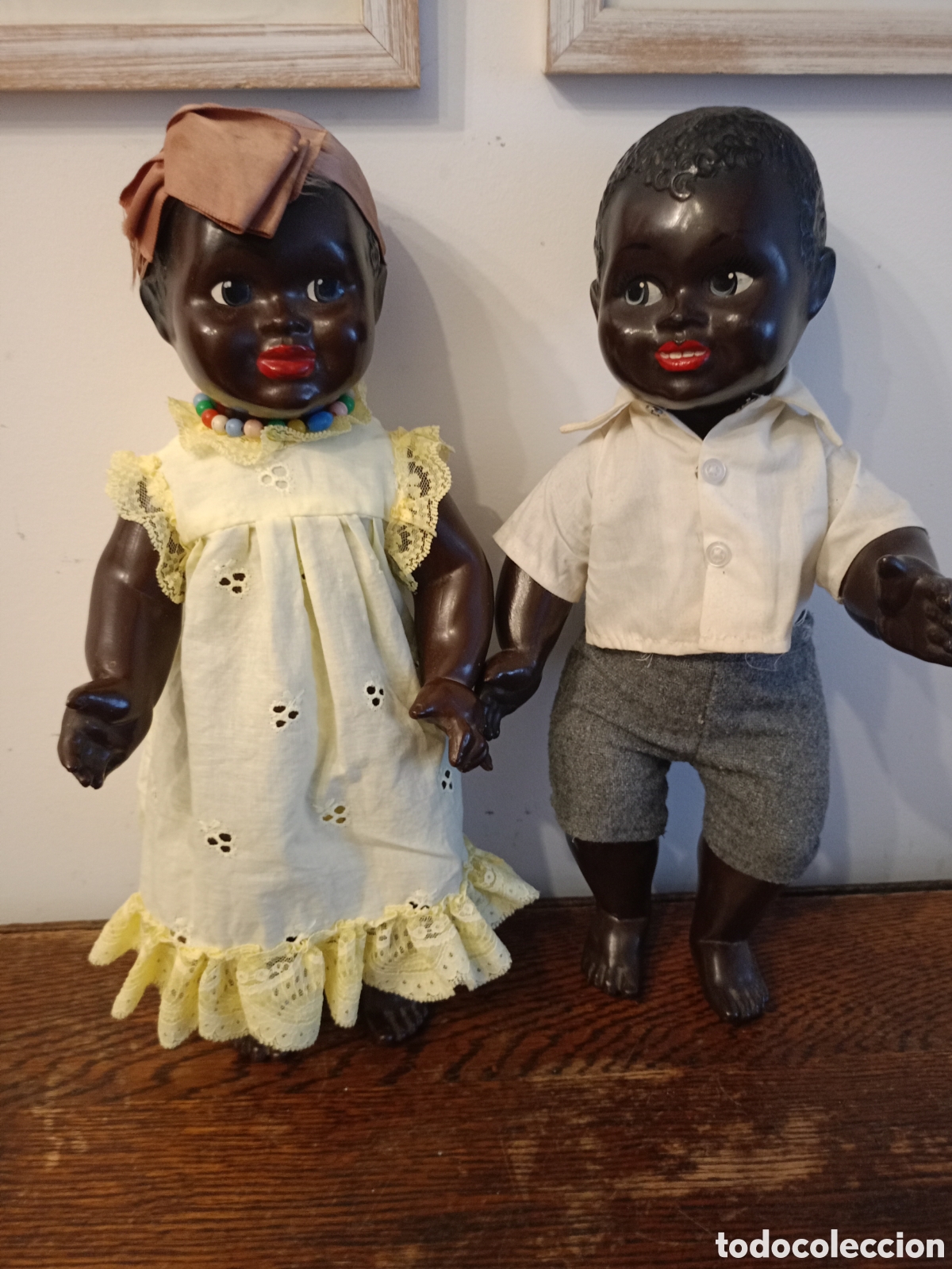 Mu&ntilde;ecas porcelana: Preciosa pareja de negritos de los a&ntilde;os 30 o 40