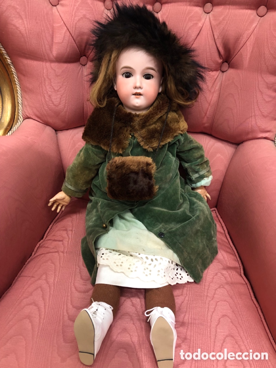 Mu&ntilde;ecas porcelana: Antigua mu&ntilde;eca Armand Marseille 390 (Tama&ntilde;o 9) con vestido y accesorios originales de &eacute;poca