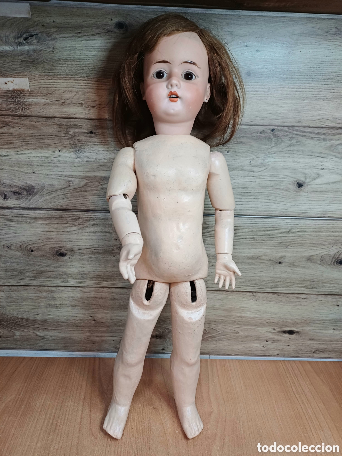 Mu&ntilde;ecas porcelana: MU&Ntilde;ECA FRANCESA ORIGINAL LECONTE, CABEZA PORCELANA, CUERPO MADERA, FINALES SIGLO XIX INICIOS XX,65cm