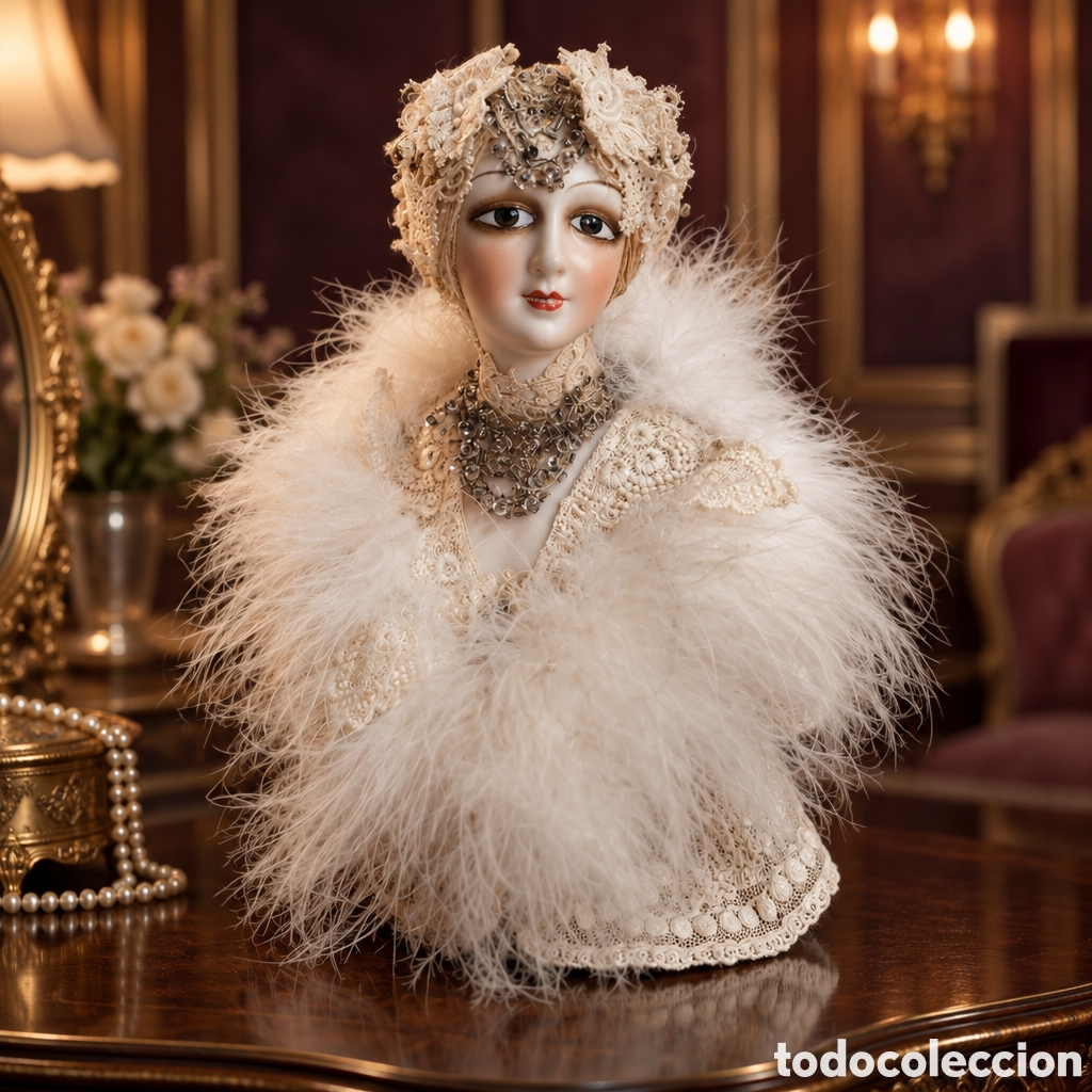 Mu&ntilde;ecas porcelana: ESPECTACULAR BUSTO DE MU&Ntilde;ECA PORCELANA FRANCESA FINALES DEL SIGLO XIX 16CM ALTO