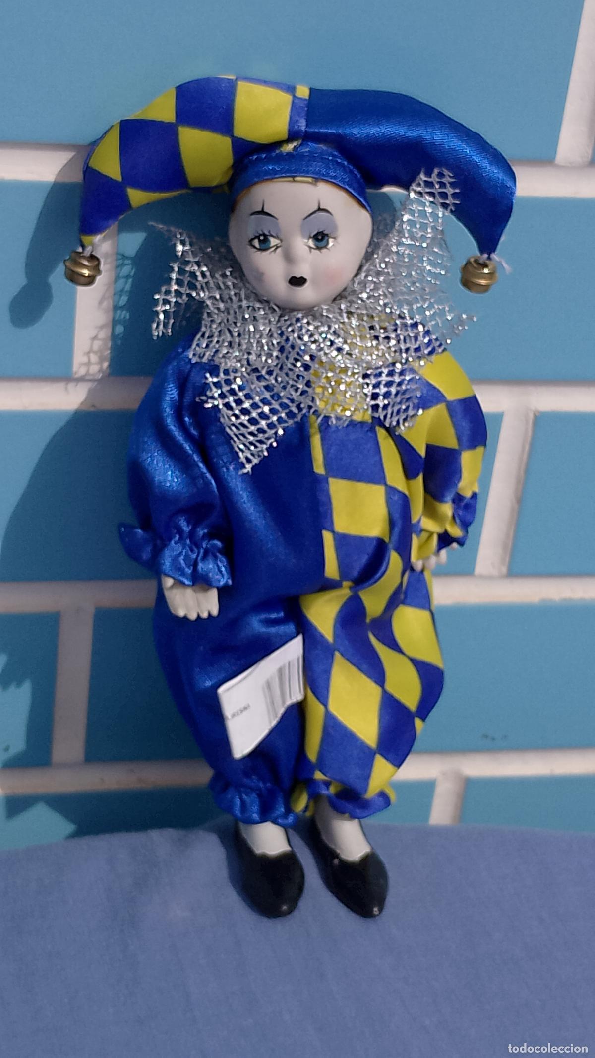 Mu&ntilde;ecas Porcelana: Antiguo mu&ntilde;eco Arlequ&iacute;n como nuevo
