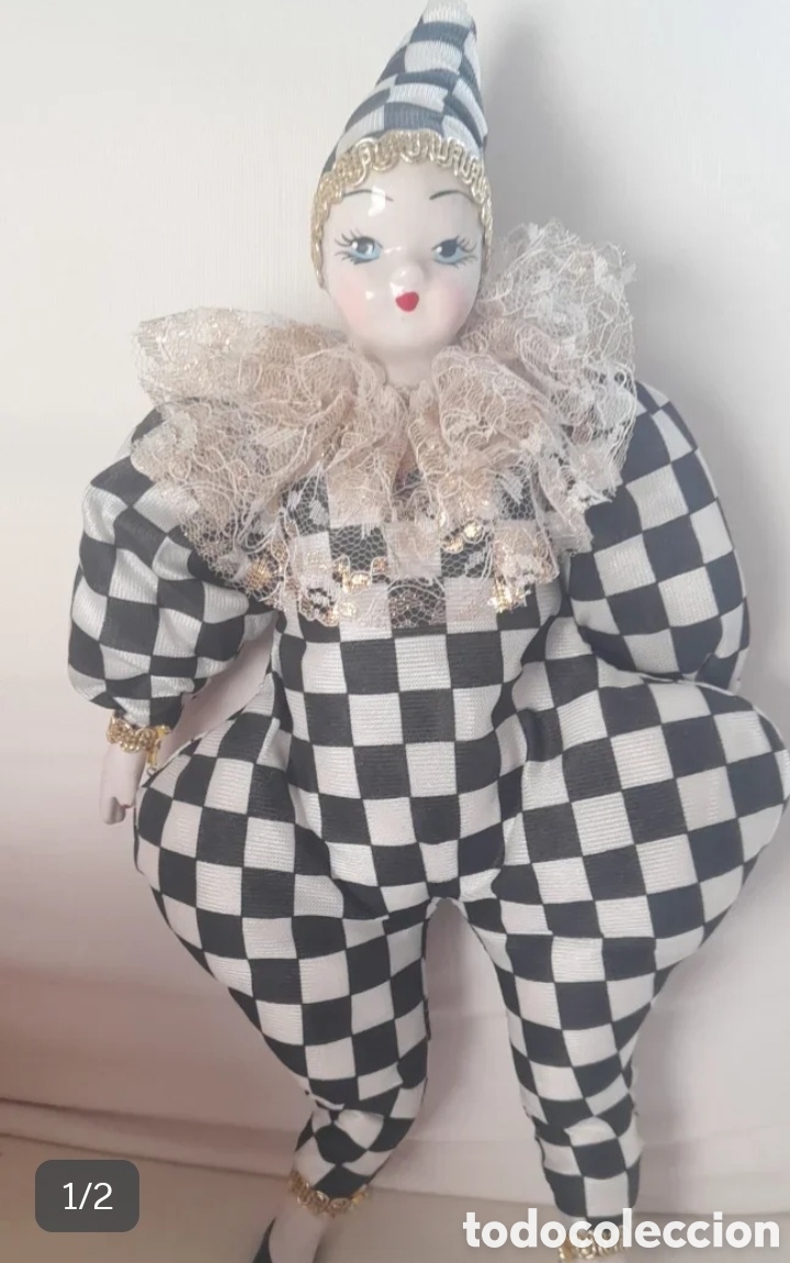 Bonecas Porcelana: Mu&ntilde;eca Arlequ&iacute;n Porcelana