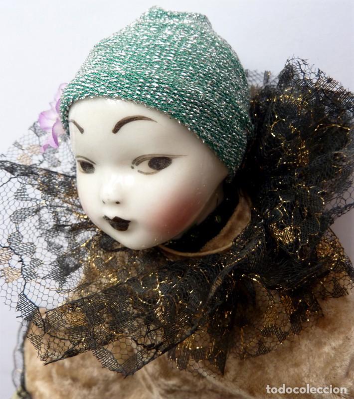 Mu&ntilde;ecas porcelana: MU&Ntilde;ECA ARLEQUIN DE PORCELANA VENECIANA - TERCIOPELO Y BROCADO - ALTA CALIDAD - NUEVA