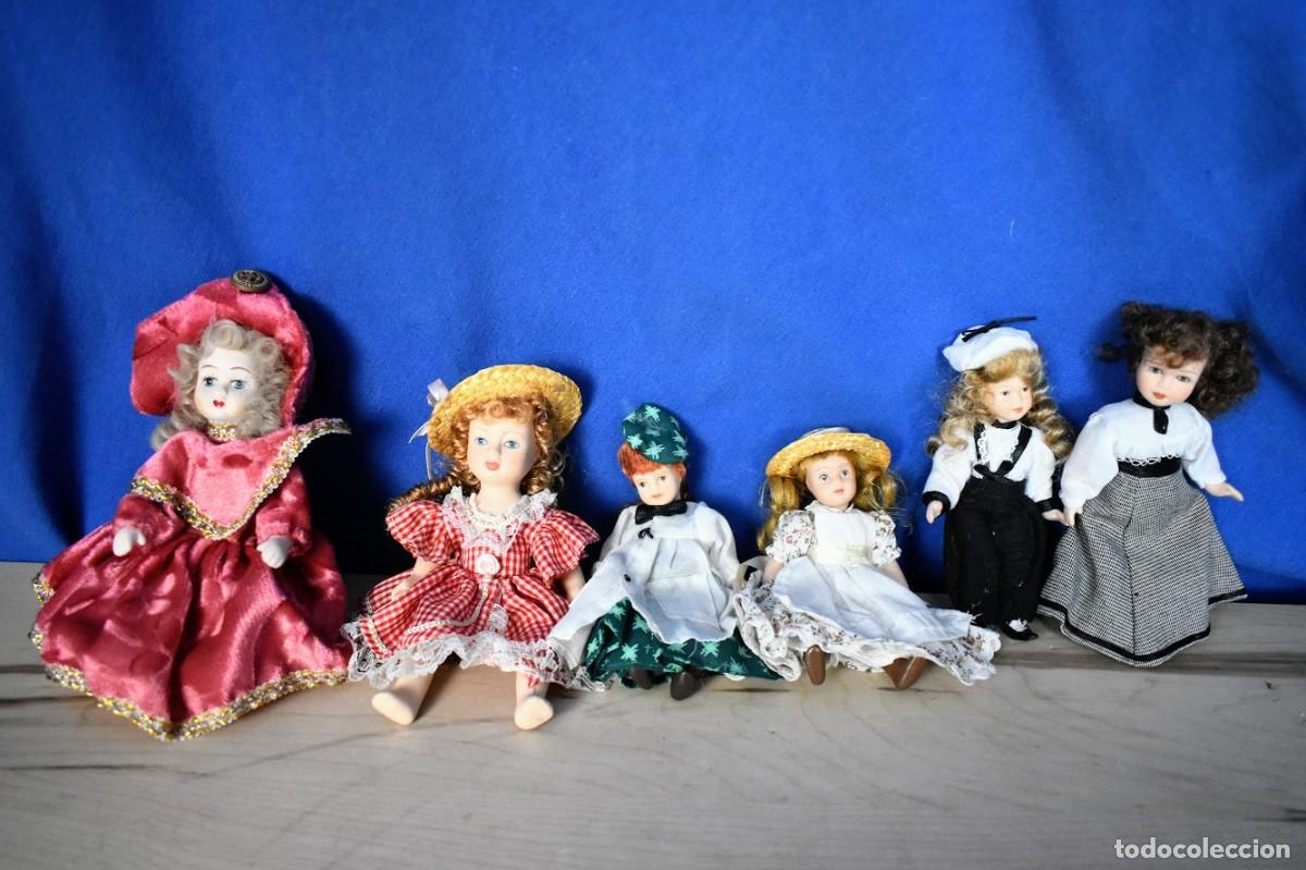 Mu&ntilde;ecas porcelana: Lote de seis mu&ntilde;ecas en porcelana