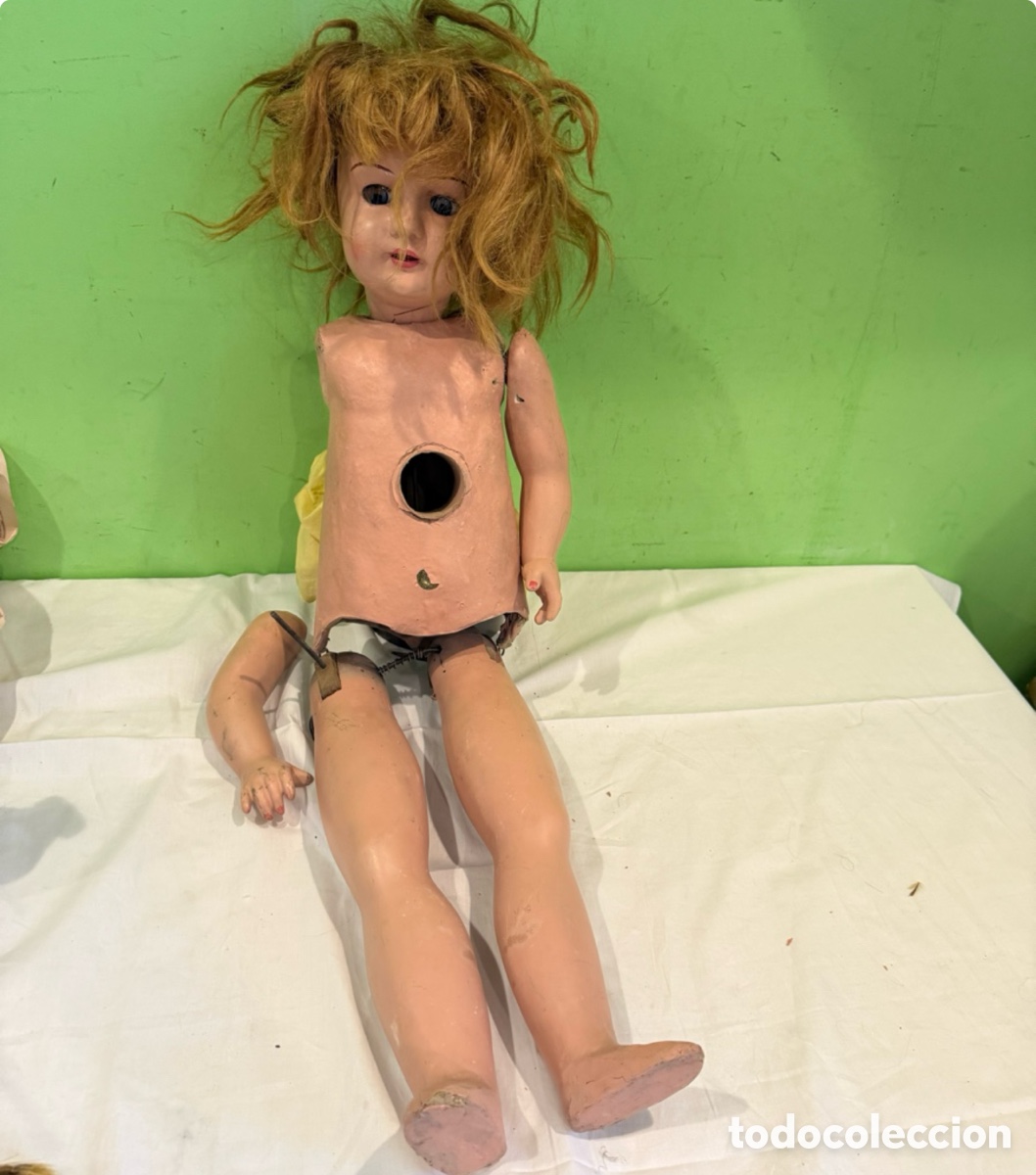 Mu&ntilde;ecas porcelana: GRAN MU&Ntilde;ECA ANTIGUA 80 CM &ndash; PORCELANA Y MADERA &ndash; OJOS DE CRISTAL &ndash; PARA RESTAURAR