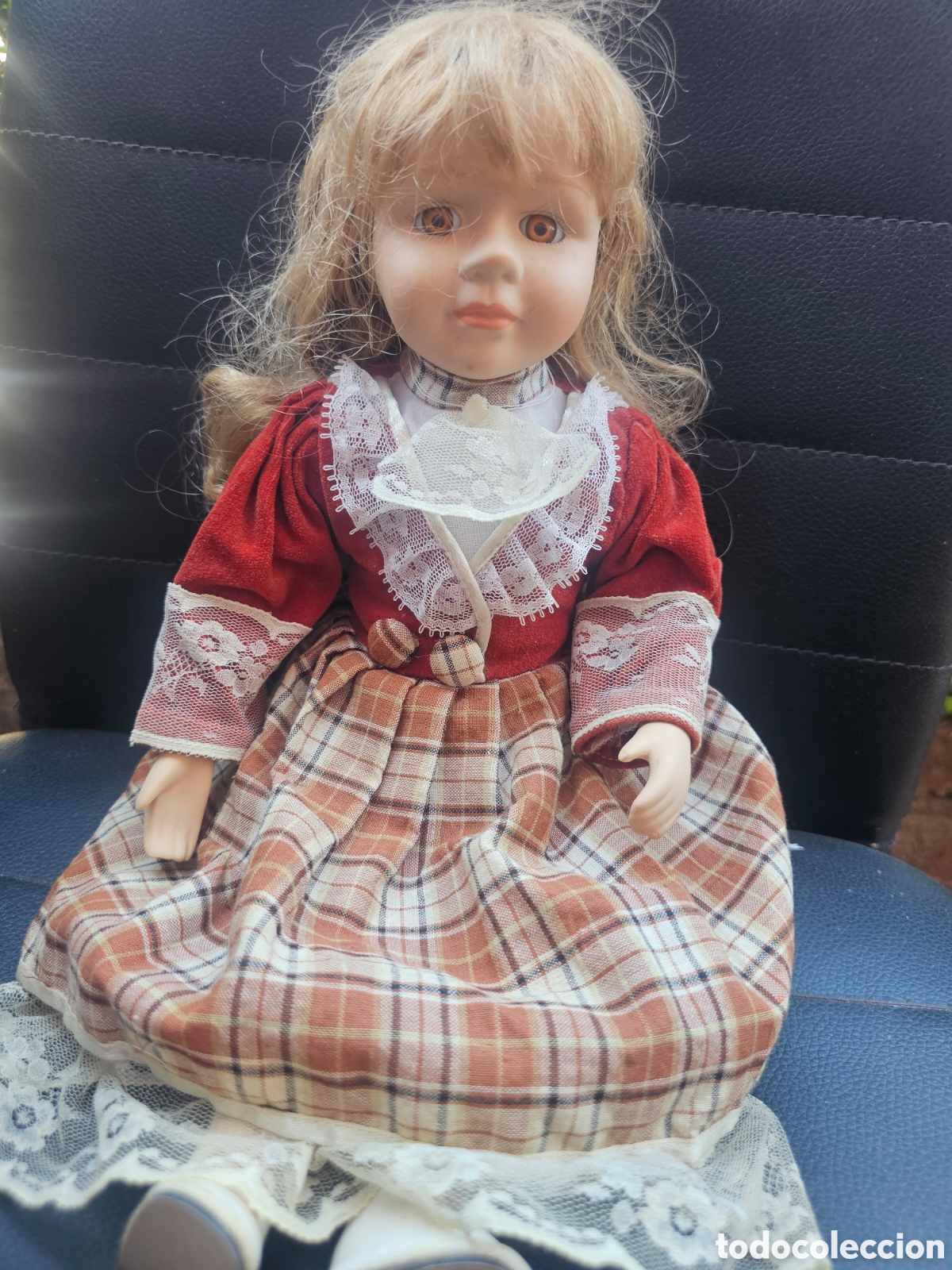 Mu&ntilde;ecas porcelana: Mu&ntilde;eca vintage de porcelana 35 cm con vestido original