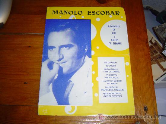 Cat&aacute;logos de M&uacute;sica: Cancionero Manolo Escobar.