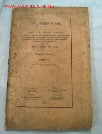 Catalogues de Musique: CANCIONERO VASCO. SIGLO XIX