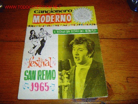 Cat&aacute;logos de M&uacute;sica: Cancionero Festival de SAN REMO 1965