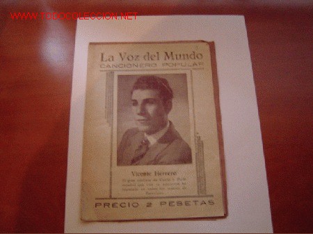 Cat&aacute;logos de M&uacute;sica: Cancionero La voz del Mundo.