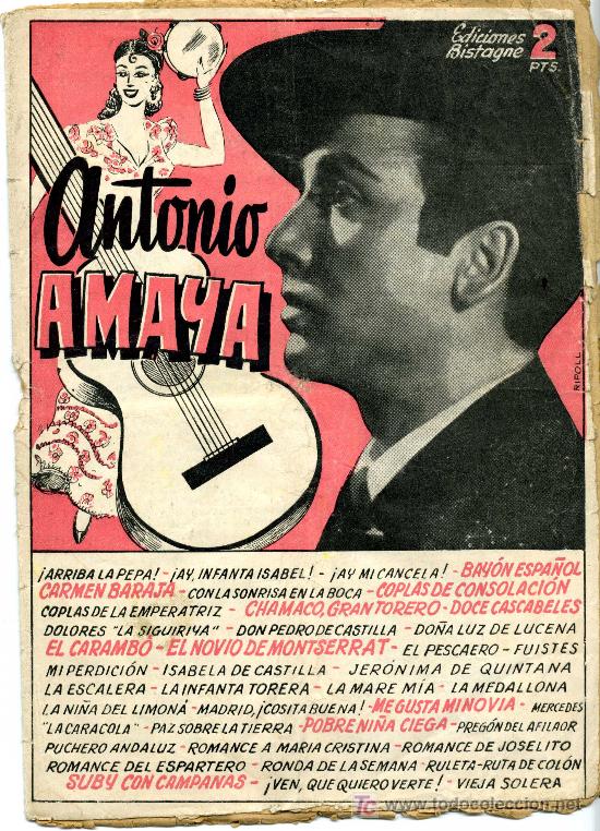 Cat&aacute;logos de m&uacute;sica: CANCIONERO DE ANTONIO AMAYA - Foto 1