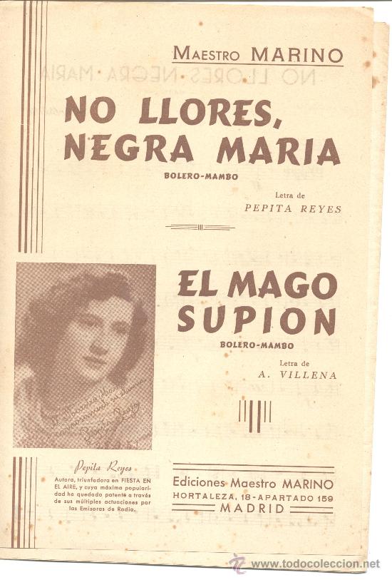 Cat&aacute;logos de M&uacute;sica: MAESTRO MARINO NO LLORES NEGRA MARIA BOLERO MAMBO PEPITA REYES EL MANGO SUPION VILLENA PEPITA REYES