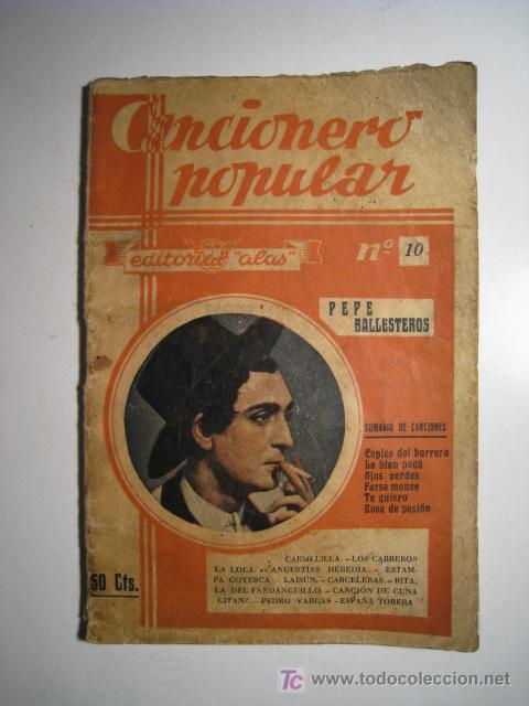 Catalogues de Musique: CANCIONERO POPULAR N&ordm;10: PEPE BALLESTEROS