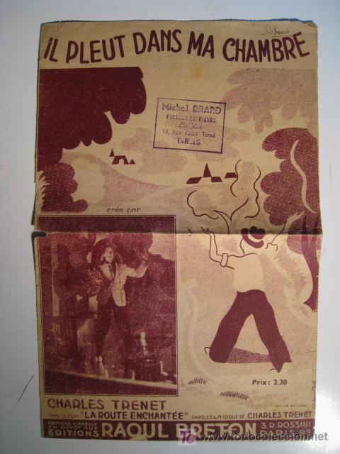 Catalogues de Musique: IL PLEUT DANS MA CHAMBRE (CHARLES TRENET) CANCIONERO
